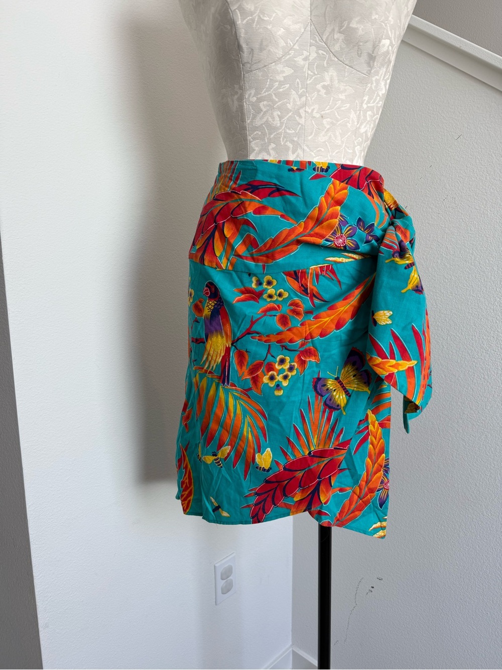 Vintage 80s 90s Floral Tropical Bathing Suit Cover Up Hawaiian USA Made Medium